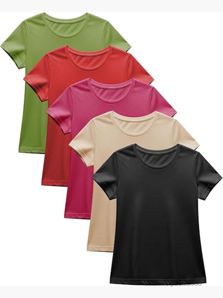 Women's Cotton Stretch T-Shirts, Classic Fit, Multi-Pack, Active Wear